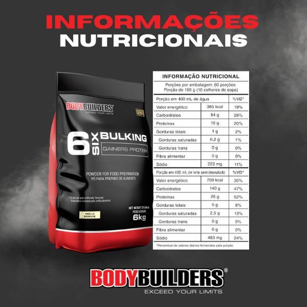 Imagem de Kit 2x Hipercalórico 6 Six Bulking Protein 6kg + 1 Coqueteleira - Bodybuilders