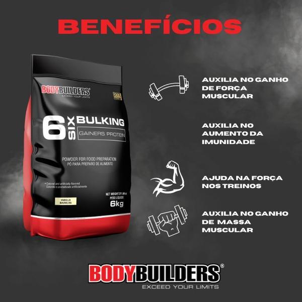 Imagem de Kit 2x Hipercalórico 6 Six Bulking Protein 6kg + 1 Coqueteleira - Bodybuilders