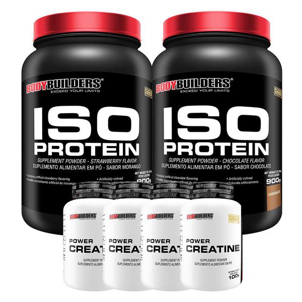 Imagem de Kit 2x Iso Protein 900g + 4x Power Creatina 100g + Coqueteleira  Bodybuilders