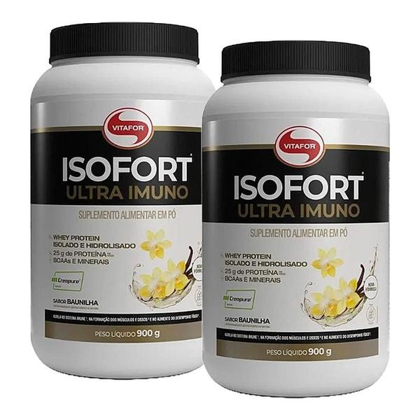 Imagem de Kit 2X: Isofort Whey Protein Ultra Imuno Sabor Baunilha Vitafor 900g