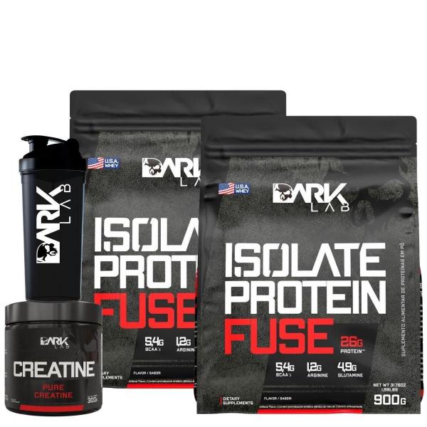 Imagem de Kit 2x Isolate Protein Fuse + Creatina 300g + Coqueteleira 700ml Dark Lab