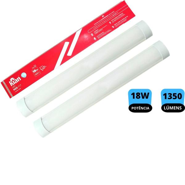 Imagem de Kit 2x Lâmpada Luminária Led Slim Fit 60cm Branco Frio 18w