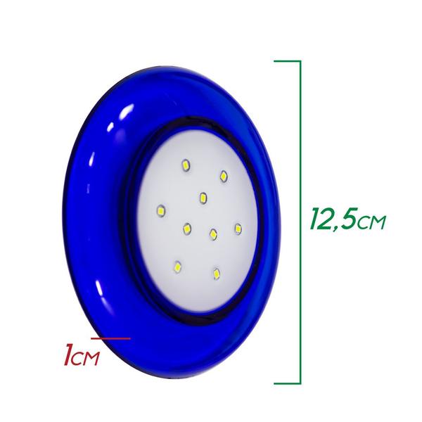 Imagem de Kit 2x Luminária Piscina Led Smd Ø125mm 9w Luz 6500k acabamento Azul St1064