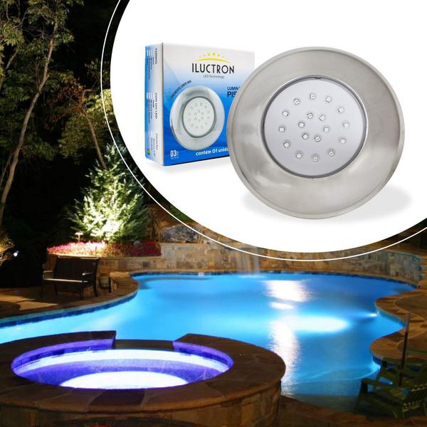 Imagem de KIT 2X Luminária Piscina Led Smd Ø125mm Cromada 18w Luz Rgb St1079