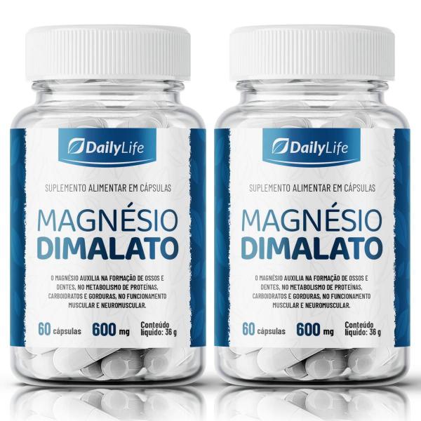 Imagem de kit 2x Magnésio Dimalato 60 Cápsulas, Auxilia no Meta bolismo, Concentração e Imu nidade, com 260mg de Magnésio, Livre de Glúten