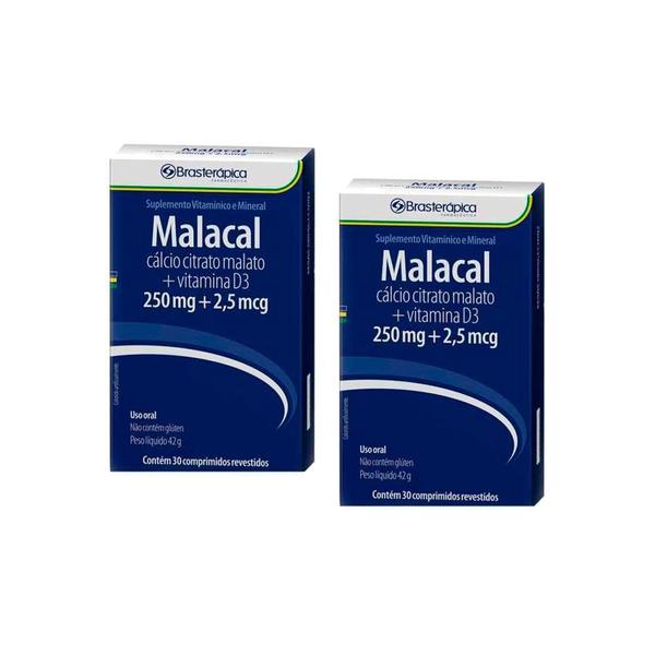 Imagem de Kit 2x MALACAL 250/2,905 MG 30 CP CALCIO+VIT D3 BRASTERAPICA