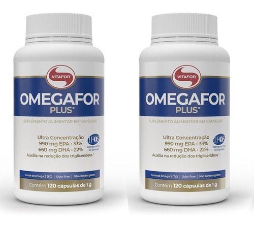 Imagem de Kit 2x Ômega 3 Com 120 Cápsulas Vitafor Omegafor Plus 1000mg Sabor Sem Sabor