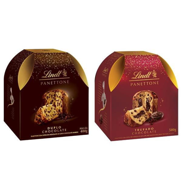 Imagem de Kit 2x Panettone Trufado/Duplo Chocolate 500g/400g Lindt