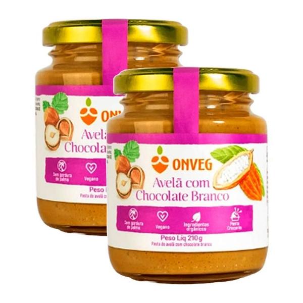 Kit 2X: Pasta De Avelã Com Chocolate Branco Onveg 210G Imagem de Kit 2X: Pasta De Avelã Com Chocolate Branco Onveg 210G
