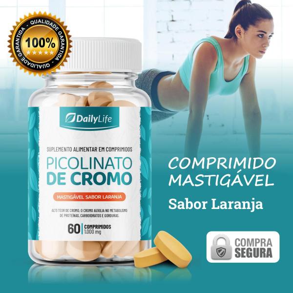 Imagem de kit 2x Picolinato de Cromo - 60 Comprimidos com Cálcio, Auxilia no Metabolismo de Proteínas, Carboidratos e Gorduras, Livre de Glúten