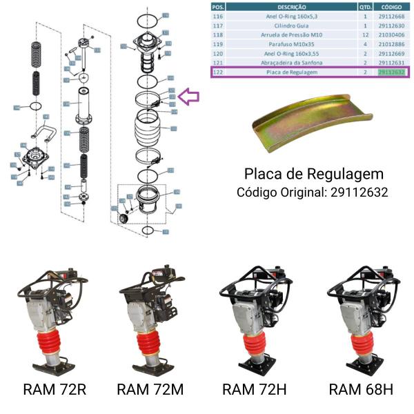 Imagem de Kit 2x Placas De Regulagem P/ Compactador de Solo RAM 68H