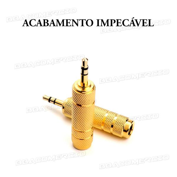 Imagem de Kit 2x Plug Adaptador P10 Femea X P2 Macho Stereo Blindado