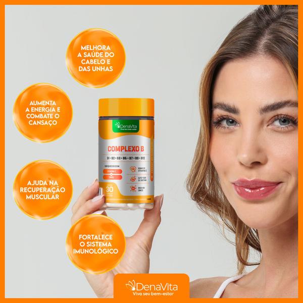 Imagem de Kit 2x Pote Complexo B + Vitamina C + Zinco - Multivitamínico - Vegano - Denavita