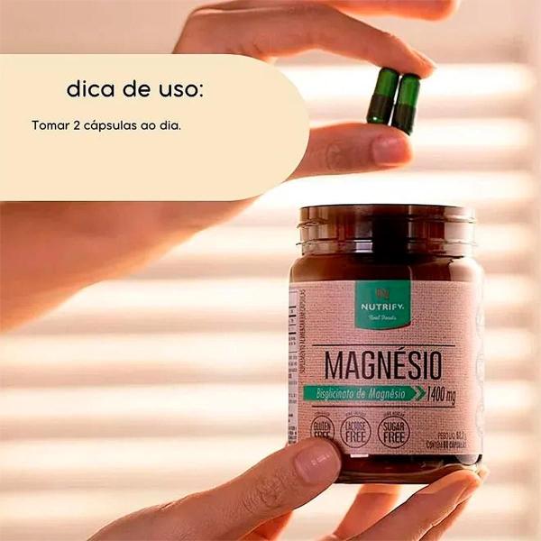 Imagem de Kit 2x Potes Magnésio Bisglicinato 1400mg - 120 Cápsulas Suplemento Alimentar Natural Nutrify original