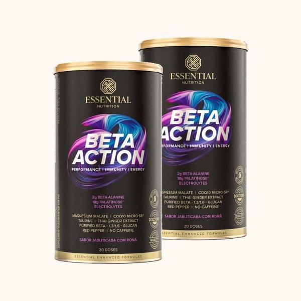 Imagem de Kit 2X: Pré Treino Beta Action Jabuticaba com Romã Essential Nutrition 630g