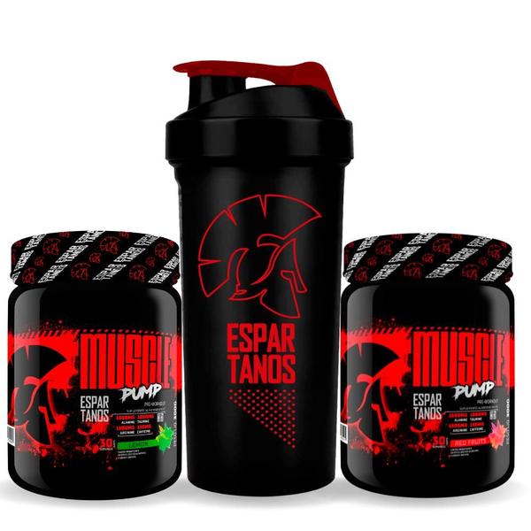 Imagem de Kit 2x Pré Treino Muscle Pump 300g + Coqueteleira - Espartanos Suplementos