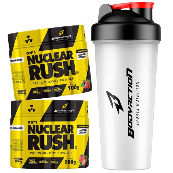 Imagem de Kit 2x Pré Treino Nuclear Rush 100g + Coqueteleira Bodyaction