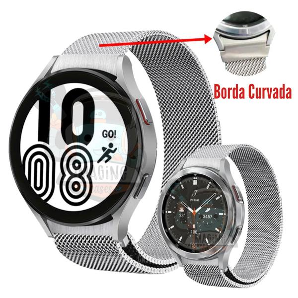 Imagem de Kit 2x Pulseira de Metal Curvada Exclusiva + Película Vidro Galaxy Watch 5 40mm 44mm