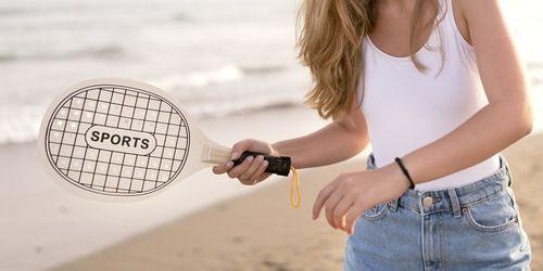 Imagem de Kit 2x Raquetes Frescobol Tênis De Praia Beach Tennis Bola