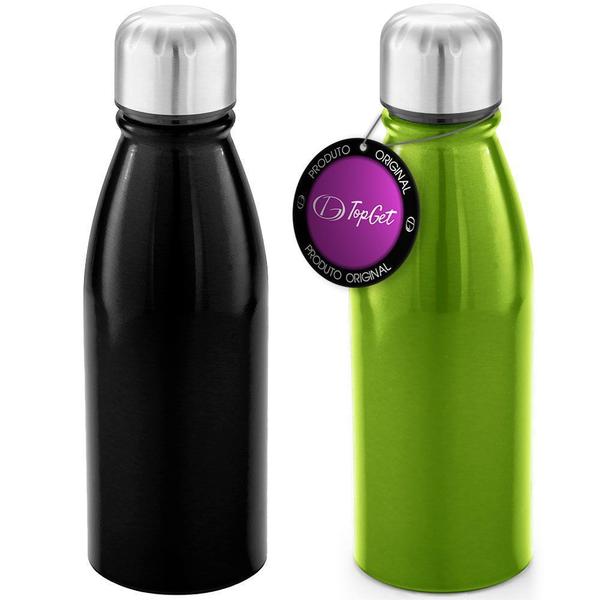 Imagem de Kit 2x Squeeze Alumínio 500 ml Wave TopGet Preto e Verde