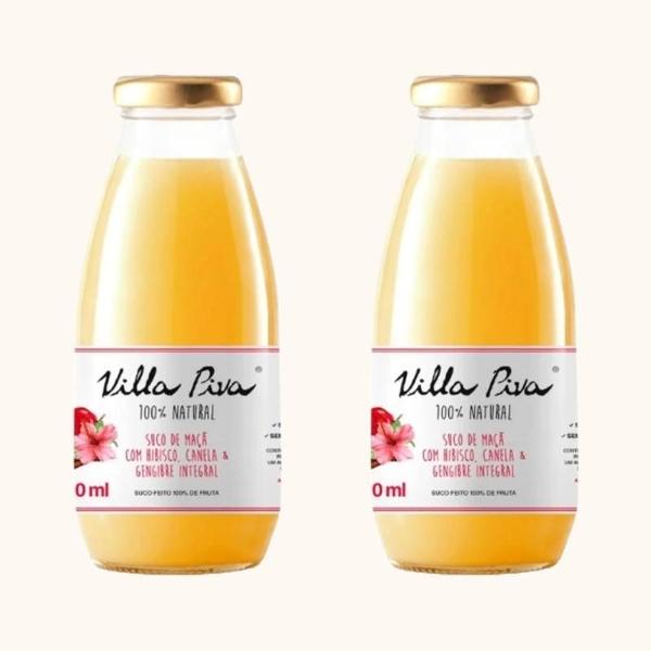 Kit 2X: Suco Maçã Hibisco, Canela E Gengibre Sem Açúcar - Villa Piva Imagem de Kit 2X: Suco Maçã Hibisco, Canela E Gengibre Sem Açúcar