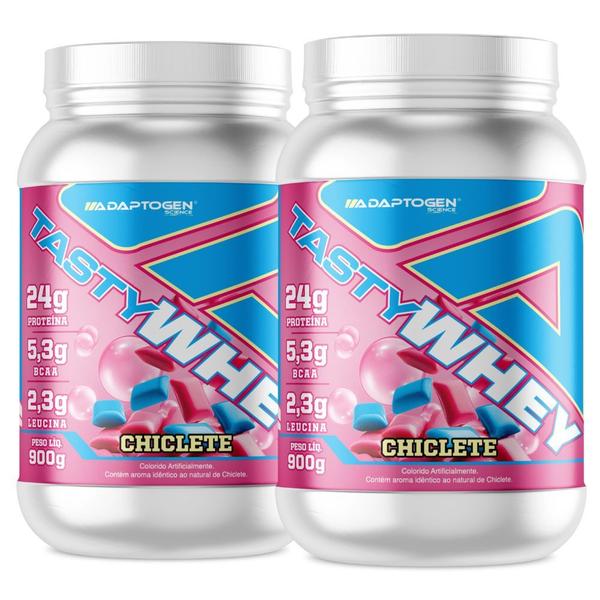 Imagem de Kit 2x Tasty Whey Isolado Hidro 3W Chiclete 900g - Adaptogen