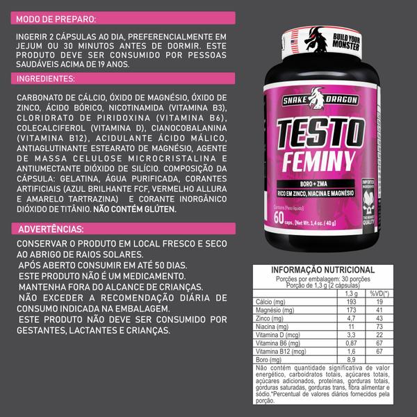 Imagem de Kit 2x Testo Feminino 60 Capsulas Suplemento Natural Vitaminas e Minerais Premium Importado