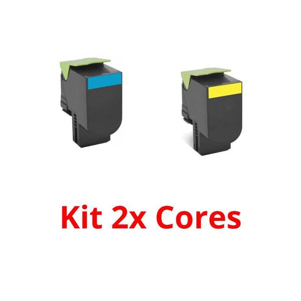 Kit 2x Toner Comp. Lexmark CX417de CS417 Ciano +Amarelo I 2K - Maxtonerink Imagem de Kit 2x Toner Comp. Lexmark CX417de CS417 Ciano +Amarelo I 2K