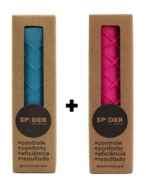 Imagem de Kit 2x Undergrip Spider Grip De Borracha Beach Tennis Padel Azul e Rosa