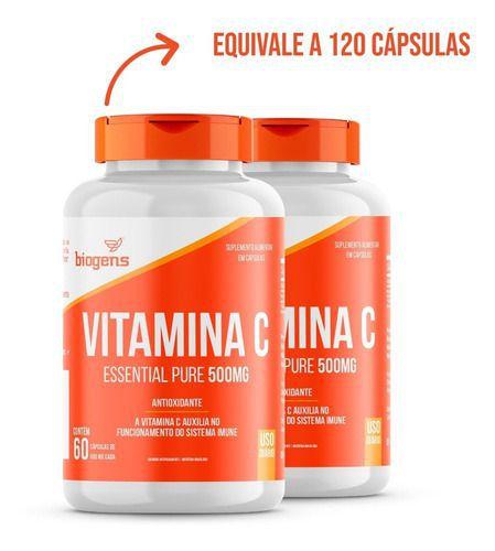 Imagem de Kit 2x Vitamina C Essential Pure 500mg, 60cáps Biogens