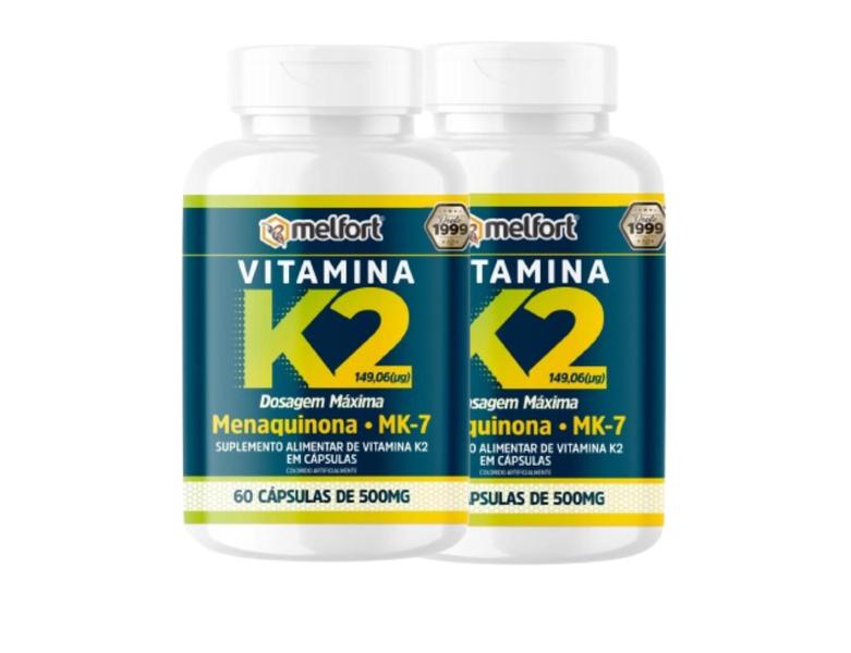 Imagem de kit 2x VITAMINA K2 MK7 500MG 60CPS MELFORT B