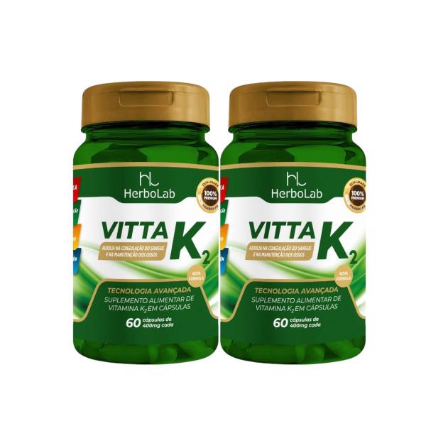 Imagem de Kit 2x VITTA K2 NOVA FORMULA 60 CAPS 400MG - HERBOLAB B