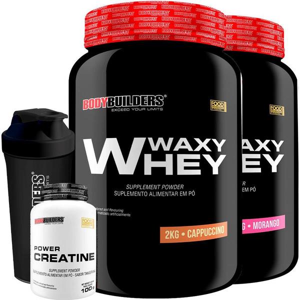 Imagem de Kit 2x Waxy Whey 2kg + Power Creatina 100g + Coqueteleira - Bodybuilders