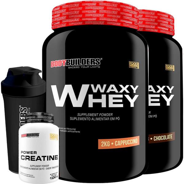 Imagem de Kit 2x Waxy Whey 2kg + Power Creatina 100g + Coqueteleira - Bodybuilders