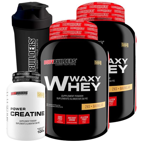 Imagem de Kit 2x Waxy Whey 2kg + Power Creatina 100g + Coqueteleira - Bodybuilders