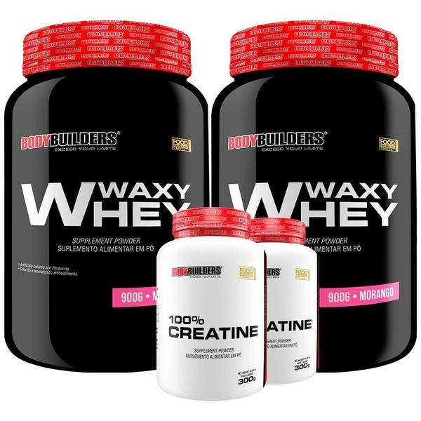 Imagem de Kit 2x Waxy Whey 900g + 2x Creatina Monohidratada 100% Pura 300g - Bodybuilders