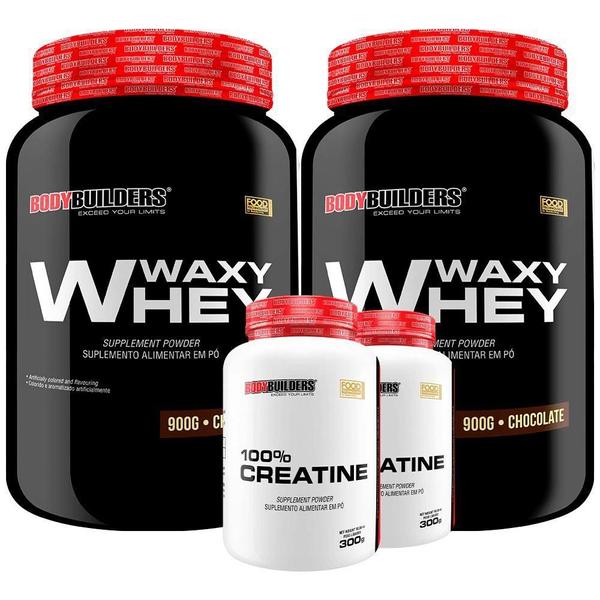 Imagem de Kit 2x Waxy Whey 900g + 2x Creatina Monohidratada 100% Pura 300g - Bodybuilders