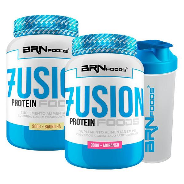 Imagem de KIT 2x Whey Fusion 900g + Coqueteleira - BRN Foods