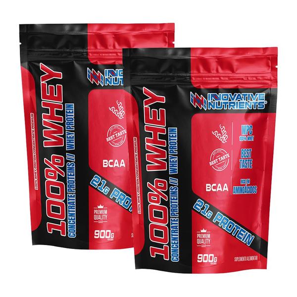 Kit 2x Whey Protein 100% 900g - Inovative Suplementos Imagem de Kit 2x Whey Protein 100% 900g - Inovative Suplementos