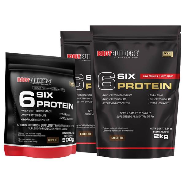 Imagem de Kit 2x Whey Protein 6 Six Protein 2kg + 1x Whey Protein 6 Six Protein 900g  Bodybuilders