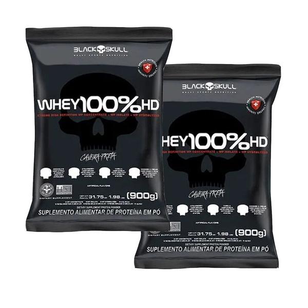 Imagem de Kit 2x Whey Protein Chocolate e Cookies and Cream 900g Black Skull