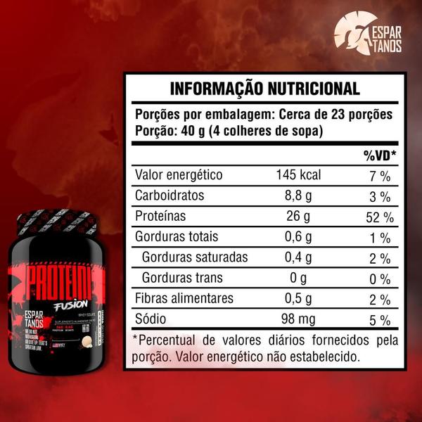 Imagem de Kit 2x Whey Protein Fusion + 2x Bcaa + 2x Creatina + 2x Glutamina + Coqueteleira - Espartanos Suplementos - Linha Dark Black Red