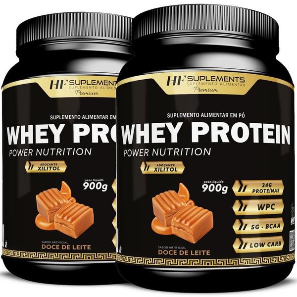 Kit 2X Whey Protein Power Nutrition Doce De Leite 900G - HF Suplements Imagem de Kit 2X Whey Protein Power Nutrition Doce De Leite 900G
