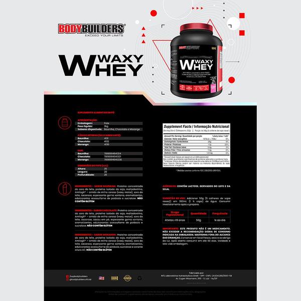 Imagem de KIT 2x Whey Protein Waxy Whey 2kg + Glutamina 300g + BCAA 1800 120 Cápsulas - Bodybuilders