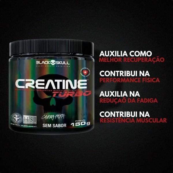 Imagem de Kit 2x Whey Turbo + 2x Creatina 150g + Pré-Treino BOPE 150g + Thermo Flame Termogênico 120 Tabletes+ 2x Coqueteleira - Black Skull