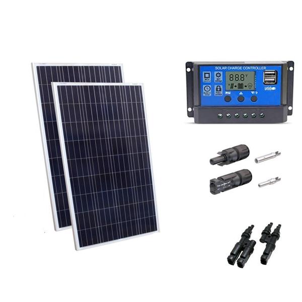 Imagem de Kit 2xpainel Placa Energia Solar 100w Controlador20a E Mc4