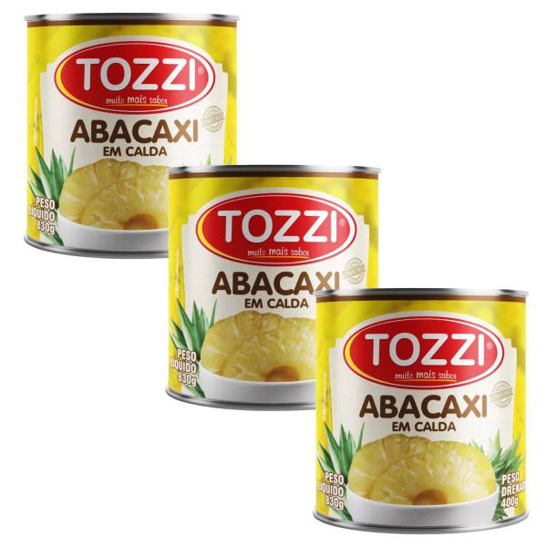 Kit 3 Abacaxi Em Calda Rodelas Lata 830g - Tozzi Imagem de Kit 3 Abacaxi Em Calda Rodelas Lata 830g - Tozzi