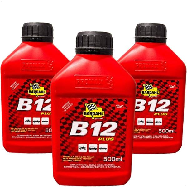 Imagem de Kit 3 Aditivo Bardahl B12 Plus Para Motor Lubrificante 500ml