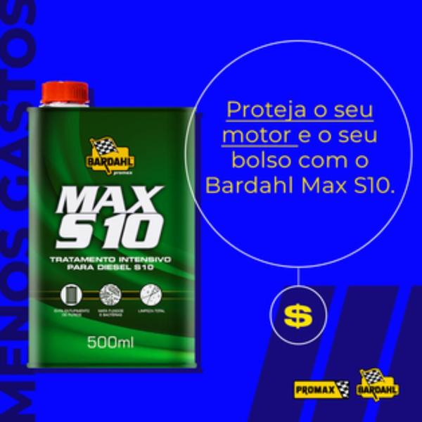 Imagem de KIT 3 Aditivos Bardahl MAX S10 para Tanque Combustível Diesel 500ml Pickup van Caminhonete SUV Caminhao