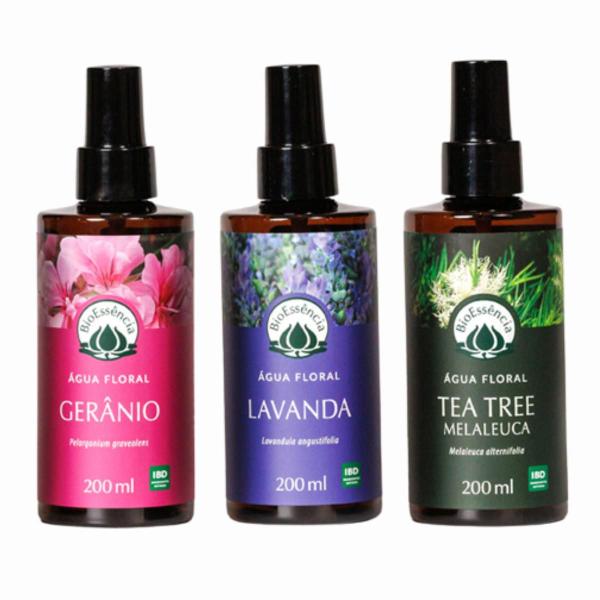 Imagem de Kit 3 Água Floral Lavanda Gerânio Tea Tree Bioessencia 200ml